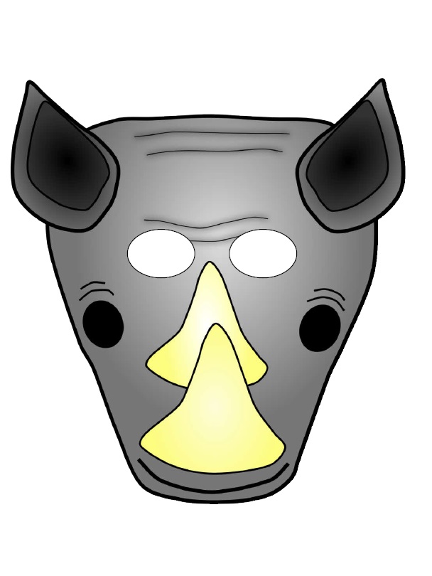 Çocuklar İçin  Gergedan Hazır Maske Şablonları 